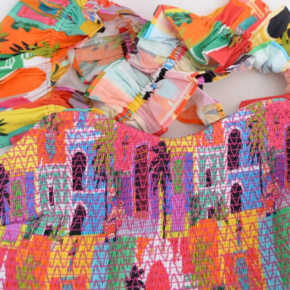 Alden Adair Mia Casablanca Red Orange Tropical Holiday Maxi Dress S  NTW - Picture 10 of 11